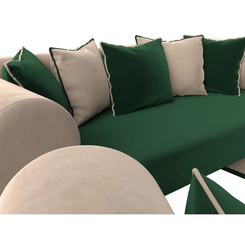 Фото 4 Диван прямой Лига диванов Кипр 116532 220x82x82 см велюр цвет зеленый; бежевый