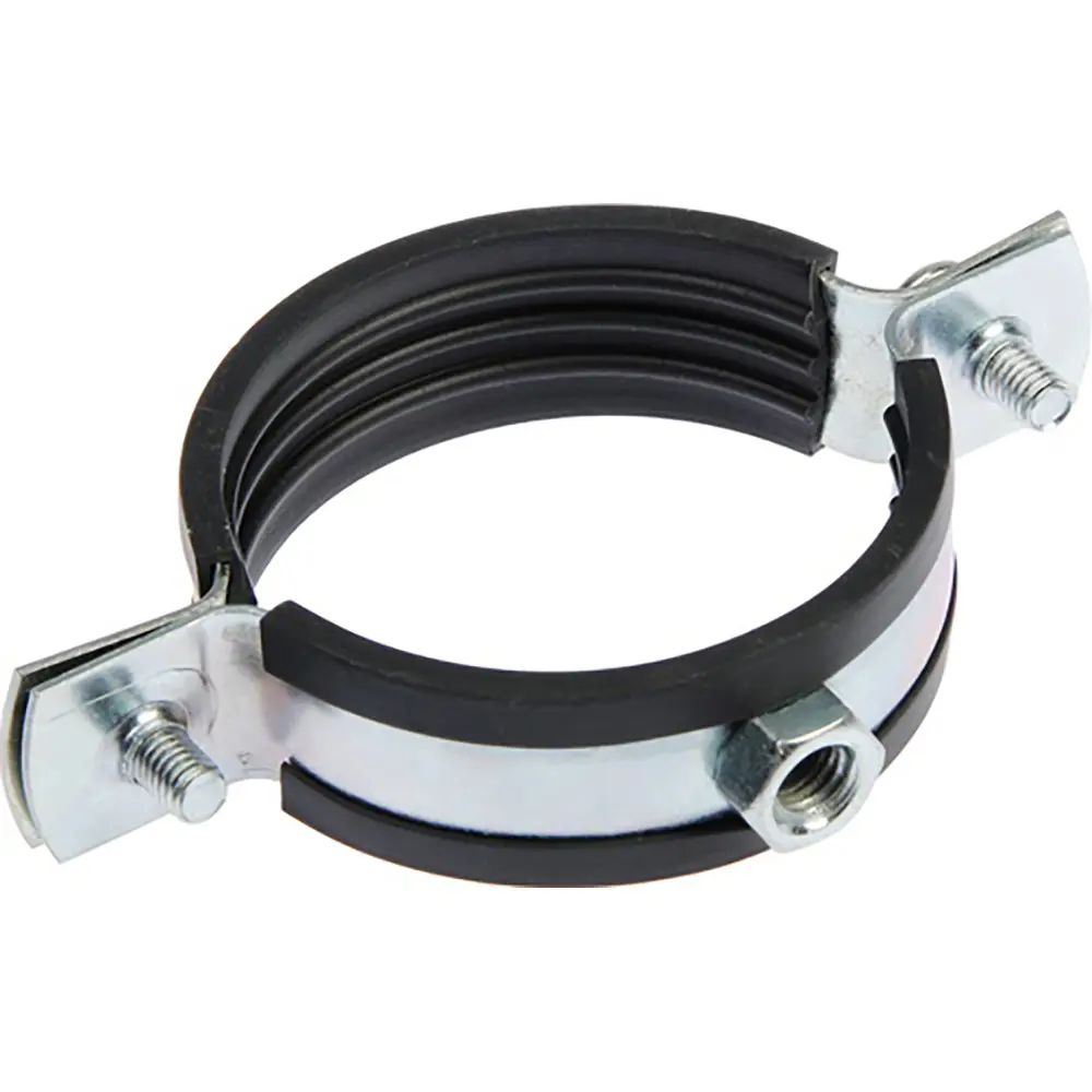 Фото 2 Хомут оцинкованный TeRma с резиновым уплотнителем 3/8" 15-19 мм с гайкой М8 со шпилькой и дюбелем