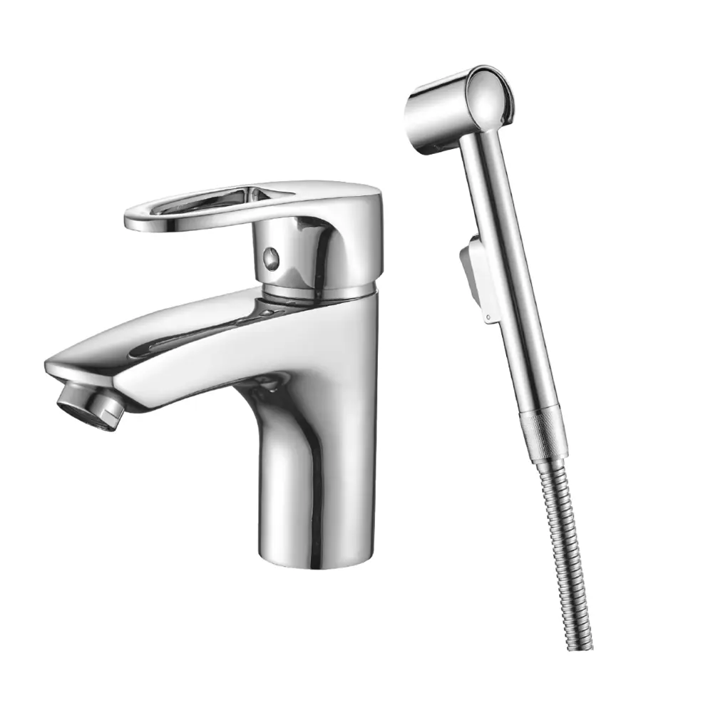 Фото 2 Смеситель для умывальника с гигиеническим душем Decoroom DR70015 Фото 2 Смеситель для умывальника с гигиеническим душем Decoroom DR70015