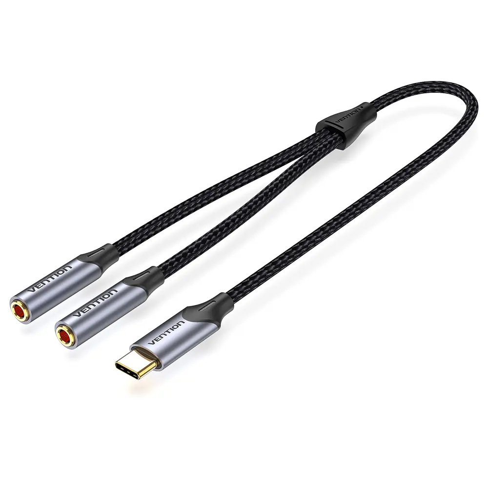 Фото Переходник-разветвитель Vention гибкий USB-C M/Jack 3.5 mm F x 2 0.3м BGNHY Фото Переходник-разветвитель Vention гибкий USB-C M/Jack 3.5 mm F x 2 0.3м BGNHY