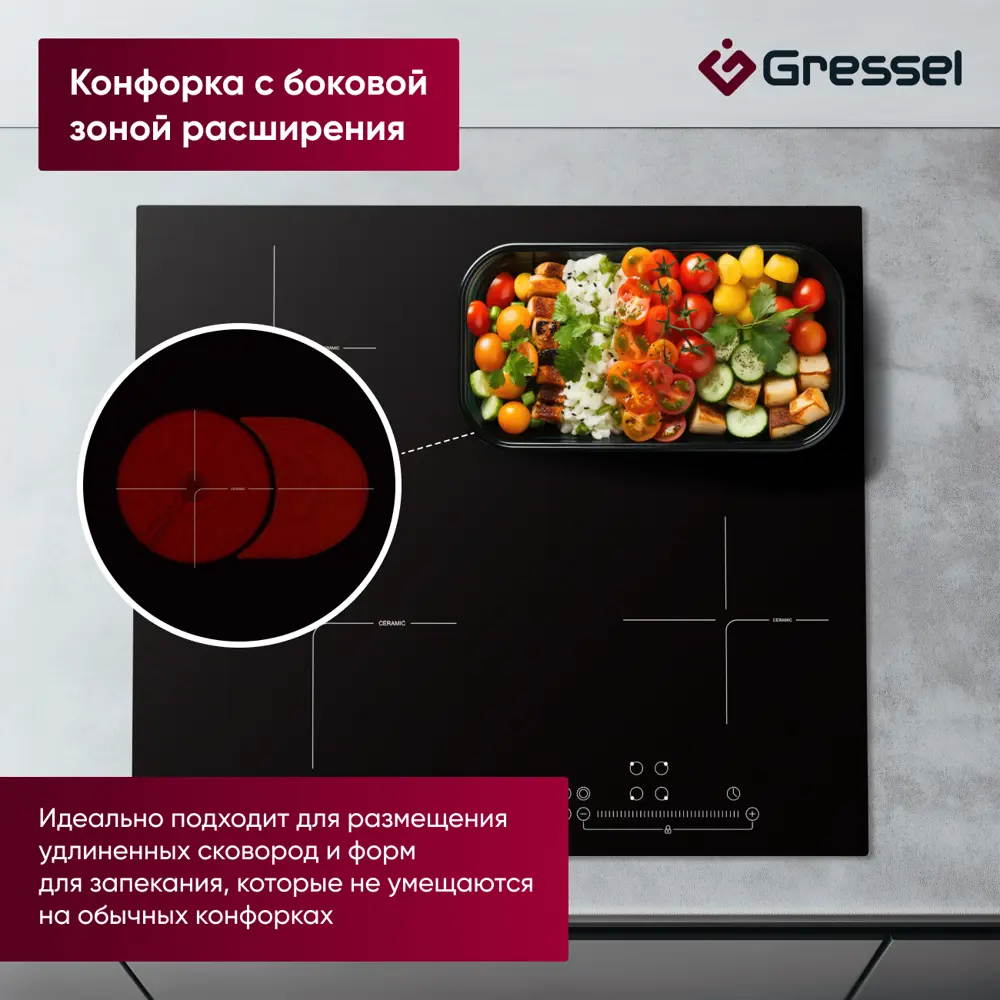 Фото 7 Электрическая варочная панель Gressel U60D24S011 60 см 4 конфорки цвет черный Фото 7 Электрическая варочная панель Gressel U60D24S011 60 см 4 конфорки цвет черный