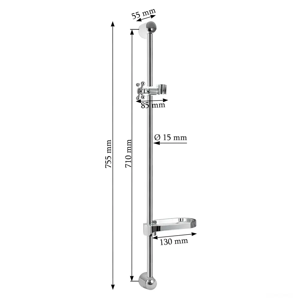 Фото 3 Душевая штанга Oute T874 75см цвет хром