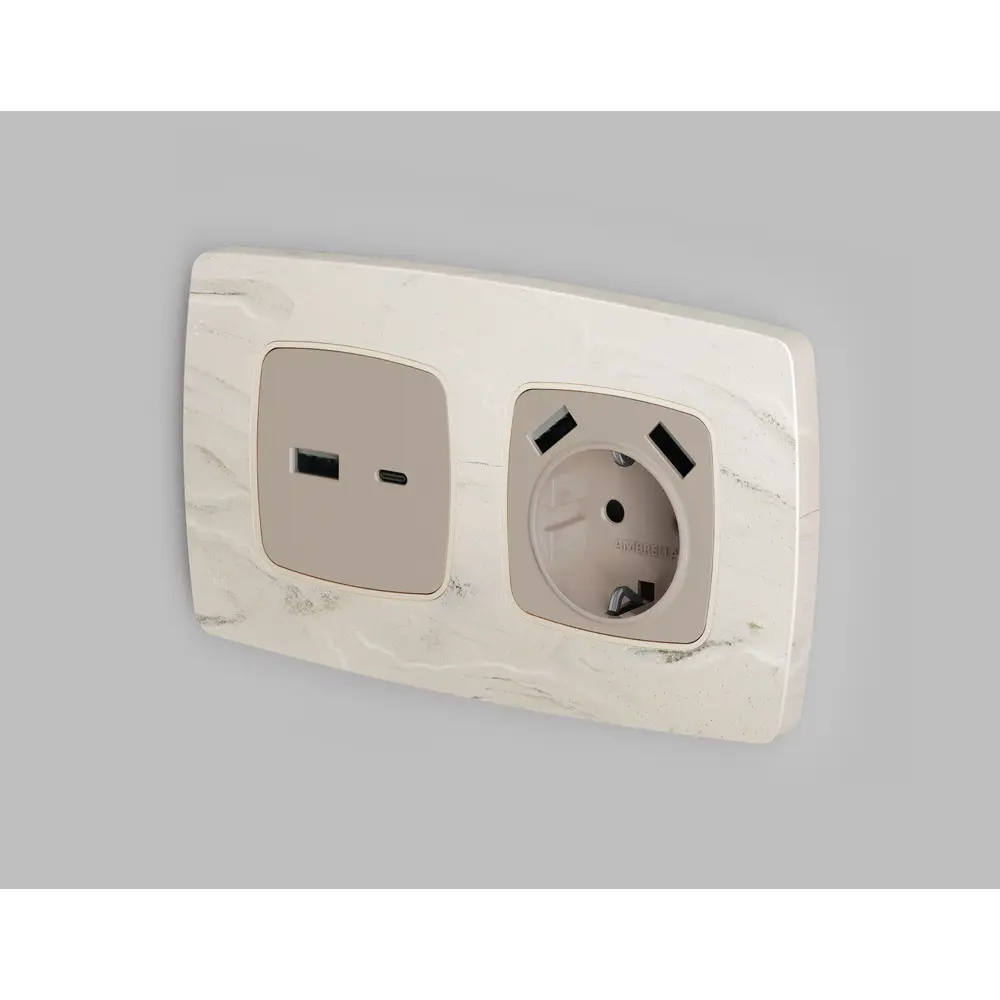 Фото 2 Накладка для розетки 2USB A+C Ambrella volt Omega OP3710 цвет серо-бежевый матовый Фото 2 Накладка для розетки 2USB A+C Ambrella volt Omega OP3710 цвет серо-бежевый матовый