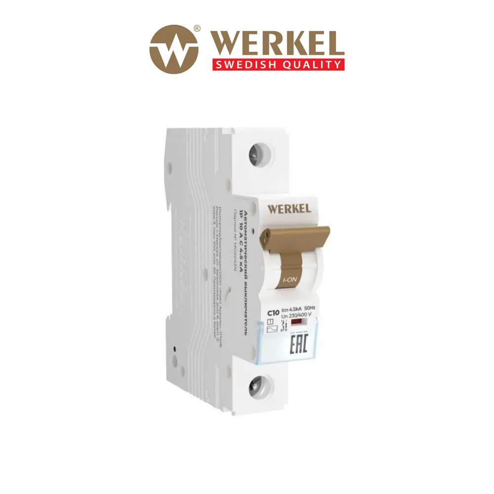Фото Автоматический выключатель Werkel W901P104 1P C10 А 4.5 кА a062487 Фото Автоматический выключатель Werkel W901P104 1P C10 А 4.5 кА a062487