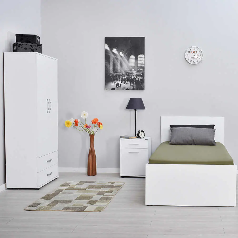 Фото 7 Кровать Adore White Series 96x89x195 см ДСП цвет белый Фото 7 Кровать Adore White Series 96x89x195 см ДСП цвет белый