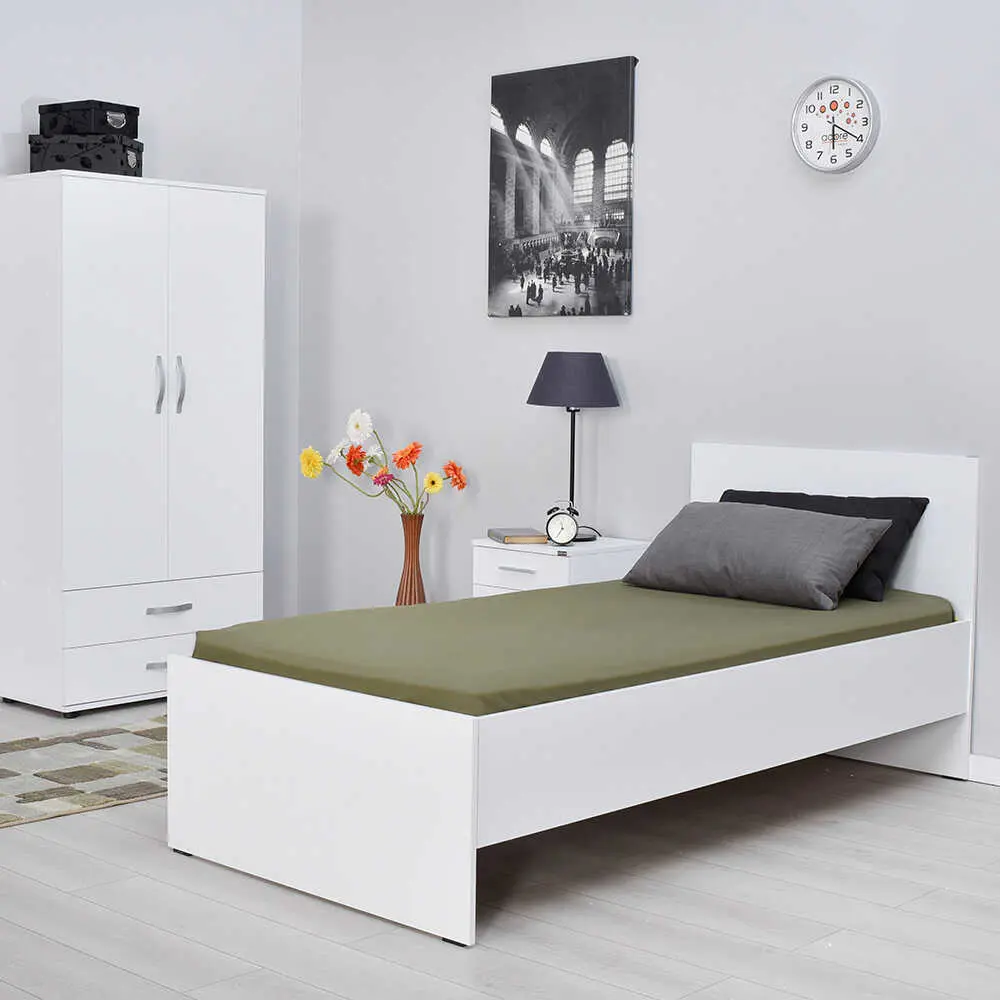 Фото 8 Кровать Adore White Series 96x89x195 см ДСП цвет белый Фото 8 Кровать Adore White Series 96x89x195 см ДСП цвет белый