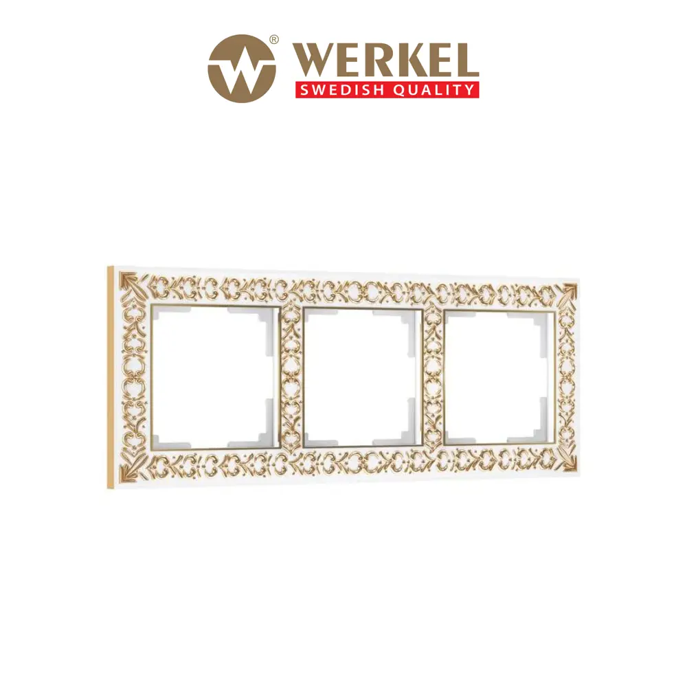 Фото Рамка для розеток и выключателей Werkel Antik 3 поста цвет белое золото Фото Рамка для розеток и выключателей Werkel Antik 3 поста цвет белое золото