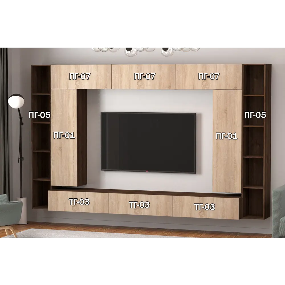 Фото 4 Полка Furnistyle 11649 35x120x32 см ЛДСП цвет дуб сонома, дуб коричневый табак