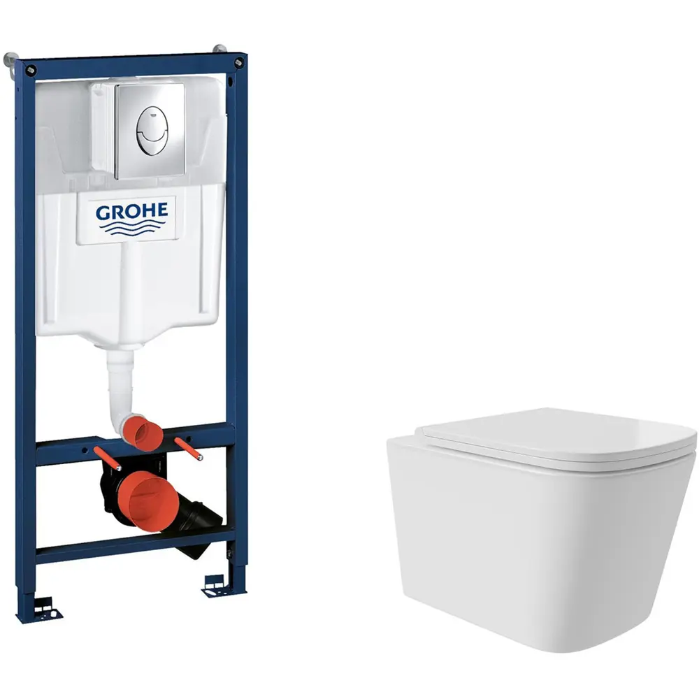 Фото 2 Инсталляция GROHE Rapid SL с клавишей смыва Skate Air (3 реж) 38721001 и унитаз Long 52.5x34.5 Vortex Soft-Close белый глянцевый квадрат Фото 2 Инсталляция GROHE Rapid SL с клавишей смыва Skate Air (3 реж) 38721001 и унитаз Long 52.5x34.5 Vortex Soft-Close белый глянцевый квадрат
