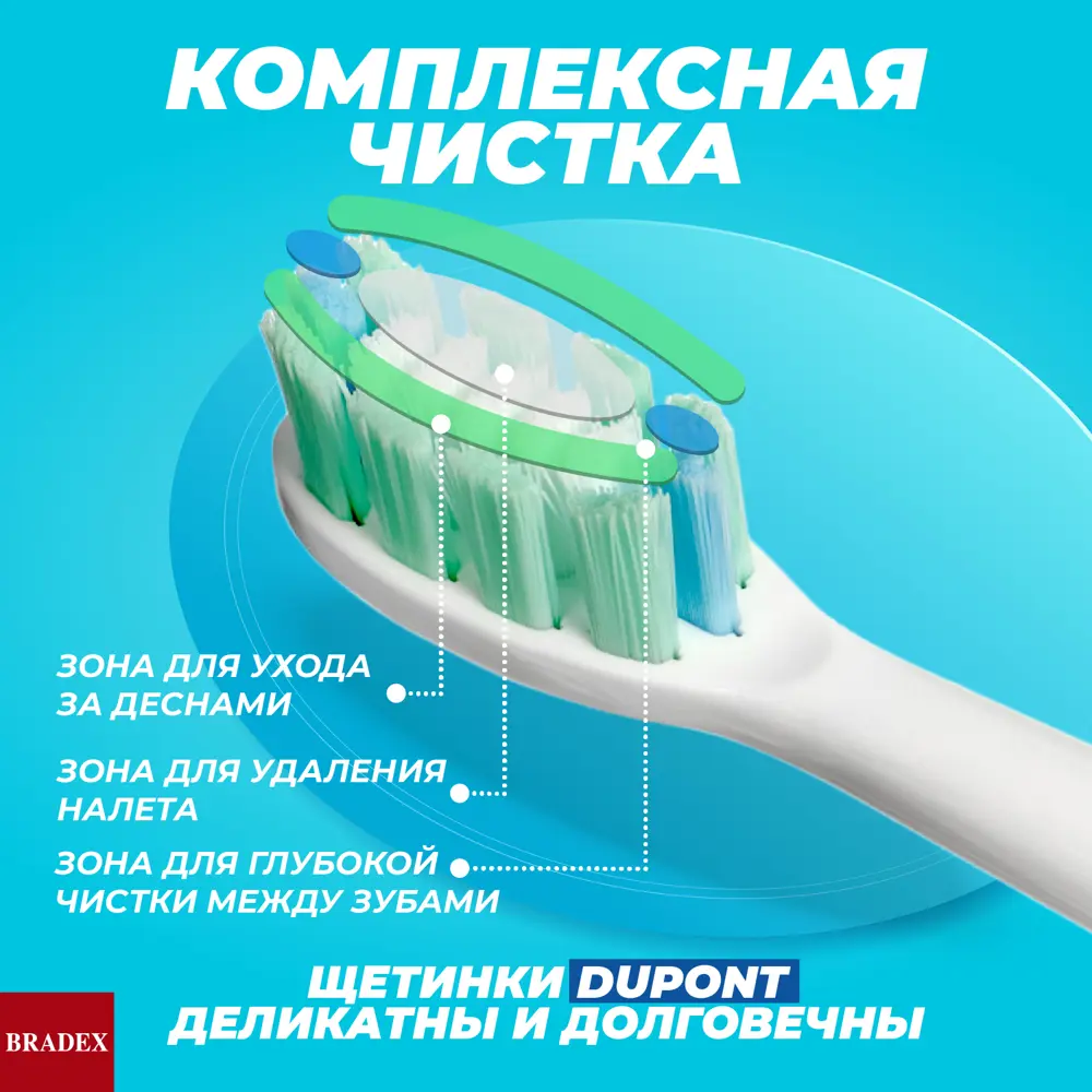 Фото 12 Насадка для электрической зубной щётки BRADEX KZ 1926 4 шт цвет белый Фото 12 Насадка для электрической зубной щётки BRADEX KZ 1926 4 шт цвет белый