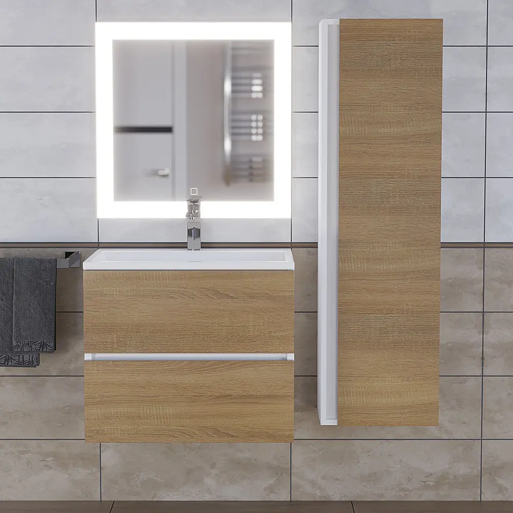 Фото 4 Тумба под раковину Uperwood 2930205256 60см цвет белый/дуб сонома Фото 4 Тумба под раковину Uperwood 2930205256 60см цвет белый/дуб сонома