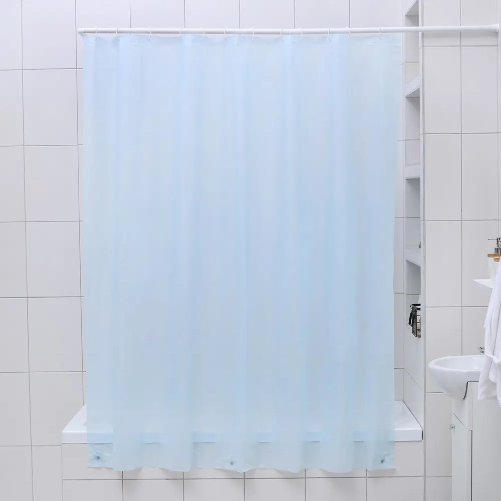 Фото Шторка для ванной комнаты Simaland 4563116 180x180см цвет синий