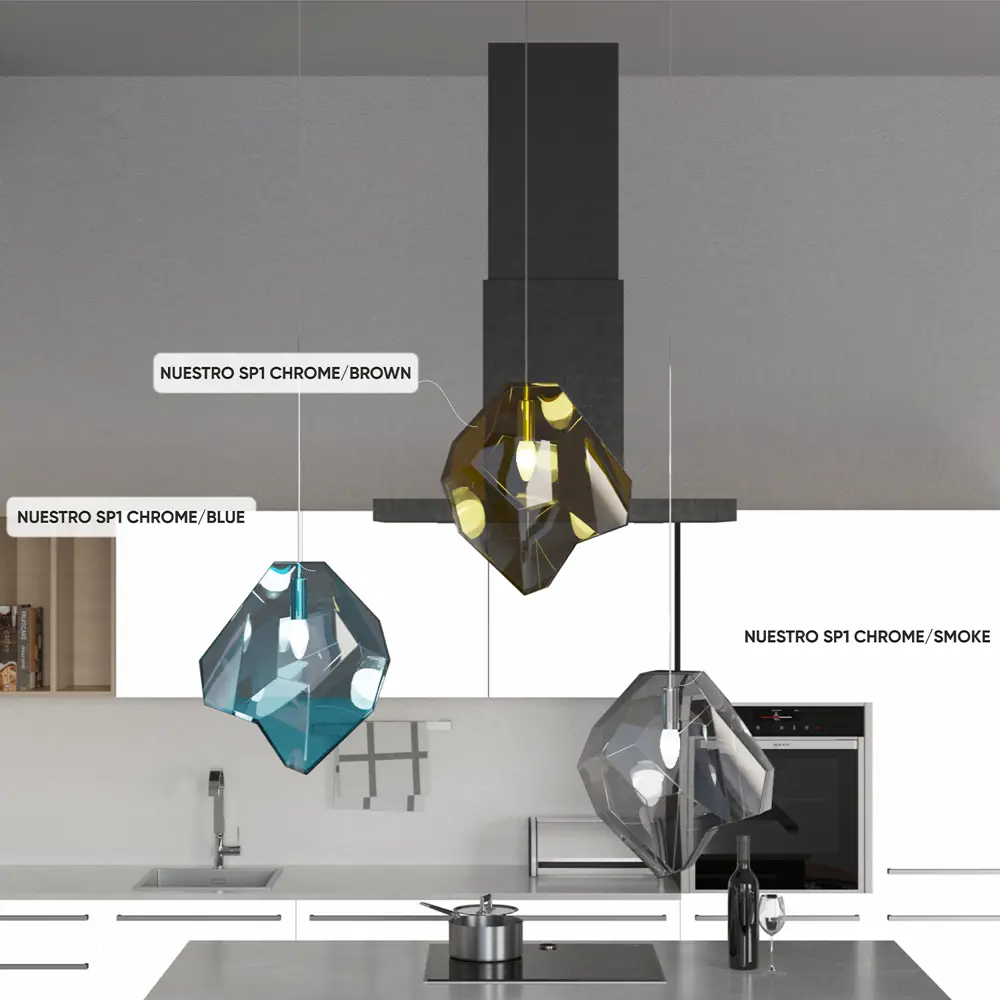 Фото 4 Светильник подвесной Crystal Lux Nuestro sp1 chrome-blue 1 лампа 2 м² цвет хром Фото 4 Светильник подвесной Crystal Lux Nuestro sp1 chrome-blue 1 лампа 2 м² цвет хром