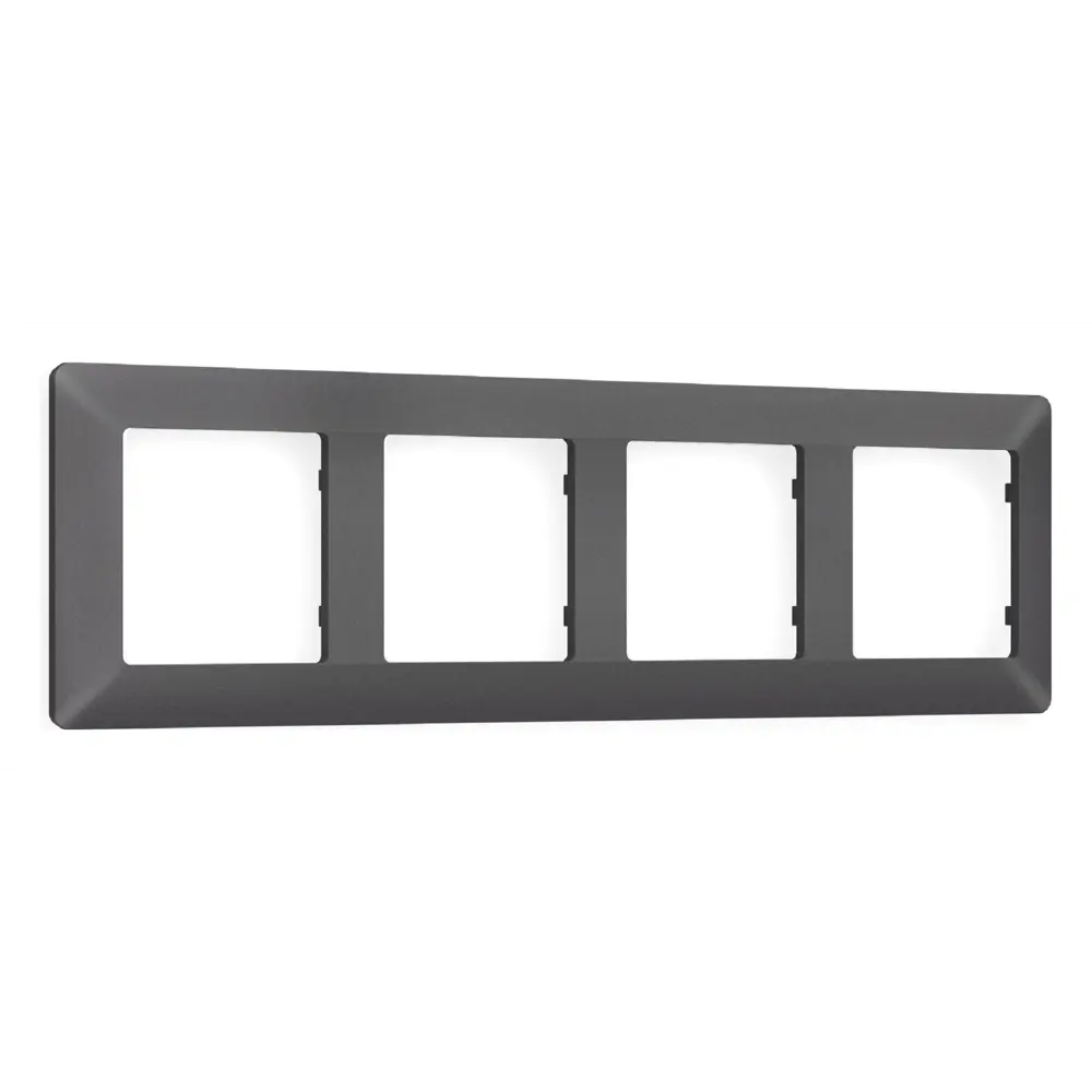 Фото Рамка для розеток и выключателей Ambrella volt Alfa Line AF110654 4 поста цвет антрацит серый