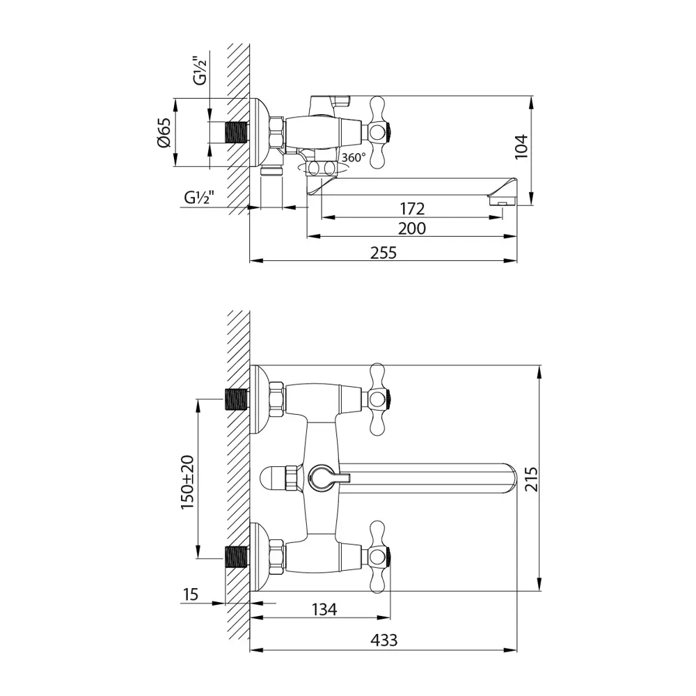 Фото 2 Смеситель для ванны Lemark Standard LM2113C двухвентильный с душевой лейкой цвет хром Фото 2 Смеситель для ванны Lemark Standard LM2113C двухвентильный с душевой лейкой цвет хром