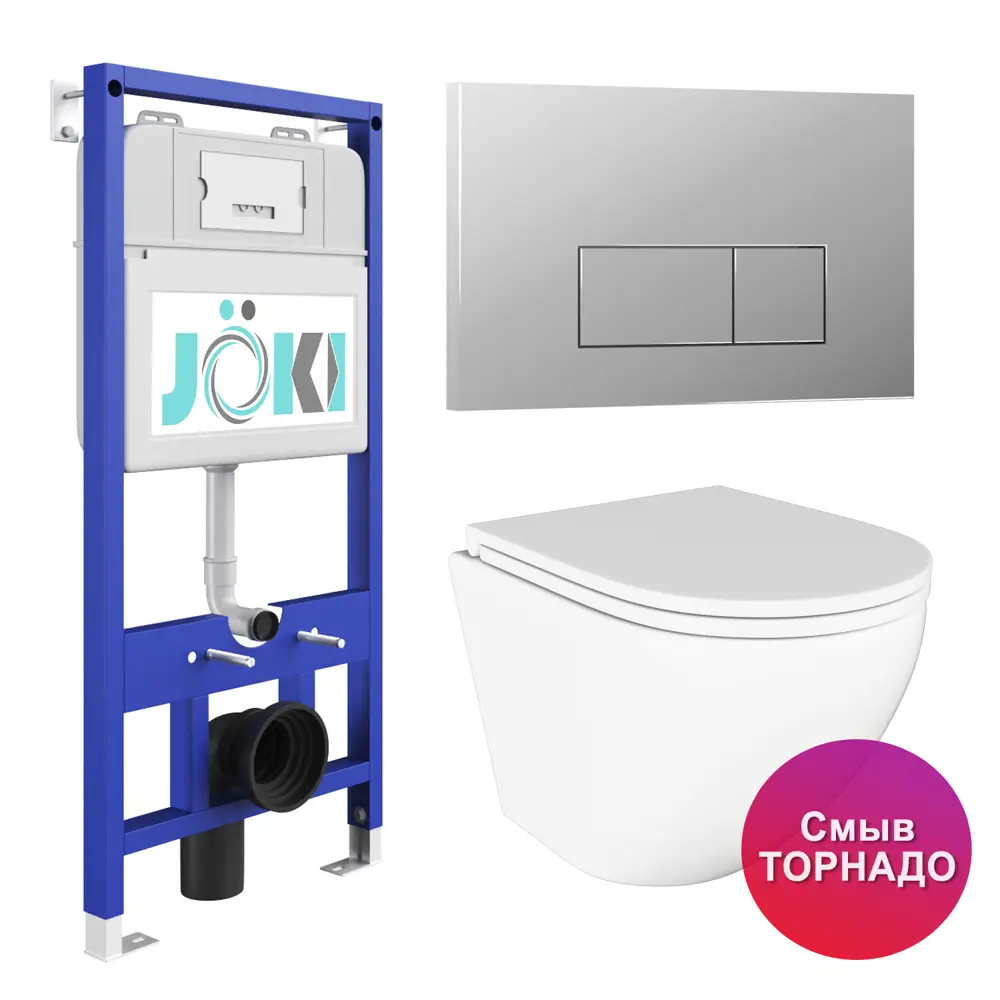 Фото Комплект инсталляция с унитазом Joki JKS110011202CH цвет белый Фото Комплект инсталляция с унитазом Joki JKS110011202CH цвет белый