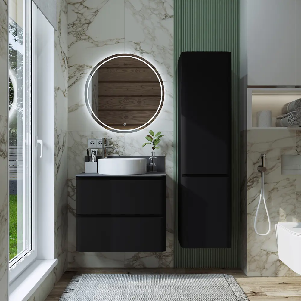 Фото 8 Тумба со столешницей Итана Roberto 70 70x45.5x58.6 подвесная черный софт Фото 8 Тумба со столешницей Итана Roberto 70 70x45.5x58.6 подвесная черный софт