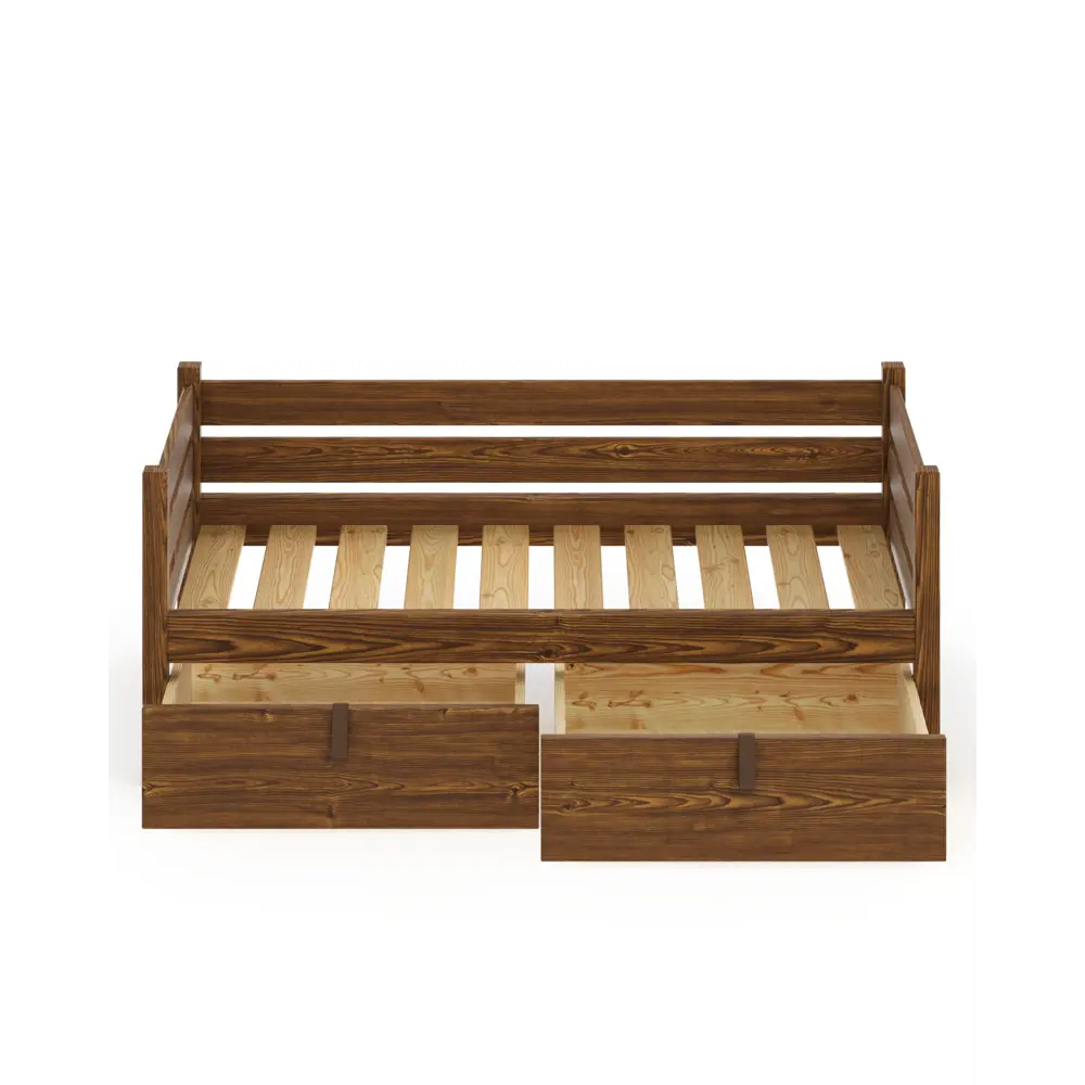 Фото 2 Тахта односпальная Solarius реечное основание с 2 выкатными ящиками 110x63x180 см сосна цвет темный дуб Фото 2 Тахта односпальная Solarius реечное основание с 2 выкатными ящиками 110x63x180 см сосна цвет темный дуб