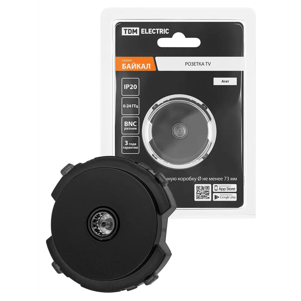 Фото ТВ-розетка проходная встраиваемая Tdm electric Байкал SQ1819-0210 цвет агат Фото ТВ-розетка проходная встраиваемая Tdm electric Байкал SQ1819-0210 цвет агат