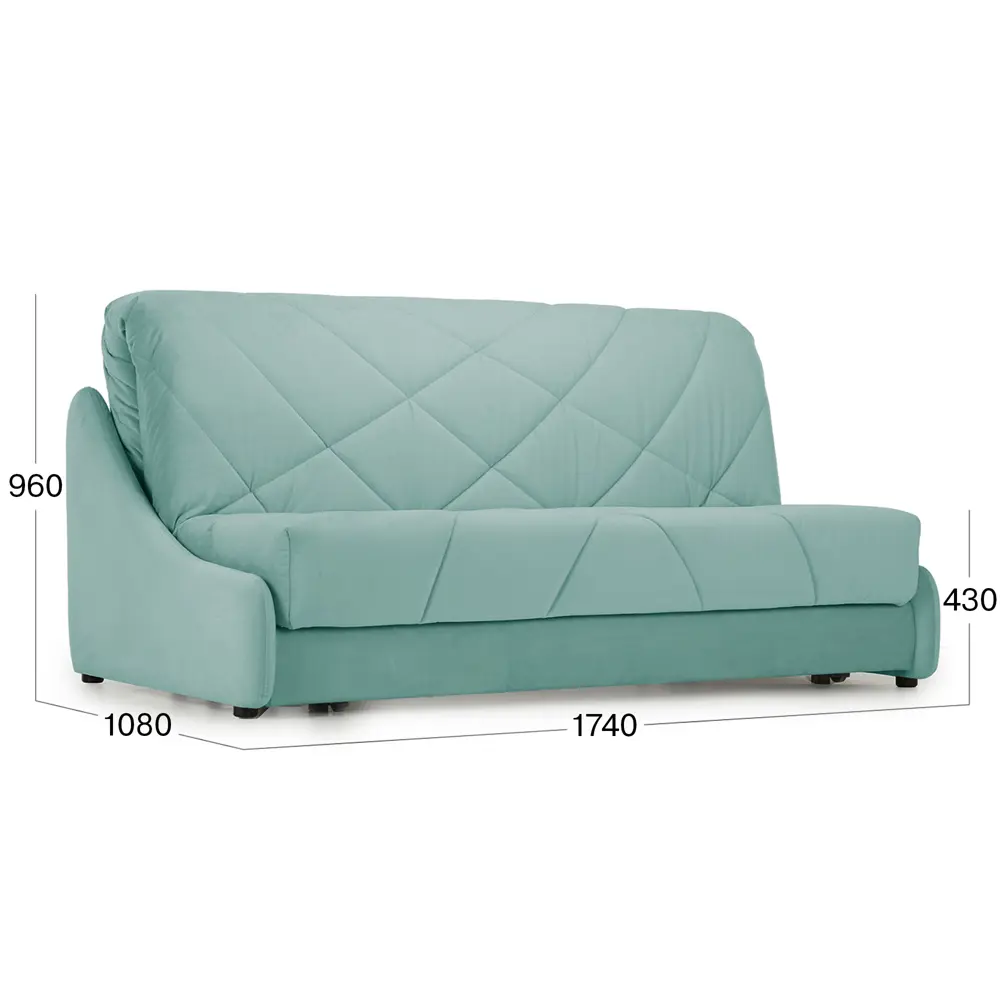 Фото 4 Раскладной диван Beneli с ящиком 174x96x108 см велюр цвет светло-зеленый Фото 4 Раскладной диван Beneli с ящиком 174x96x108 см велюр цвет светло-зеленый