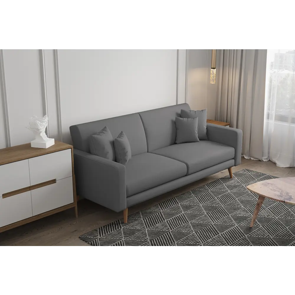 Фото 5 Диван Finsoffa Verden Диван Relax 3 с подушками Велюр Formula 925 Лак прозрачный 216x90x86 см велюр цвет серый