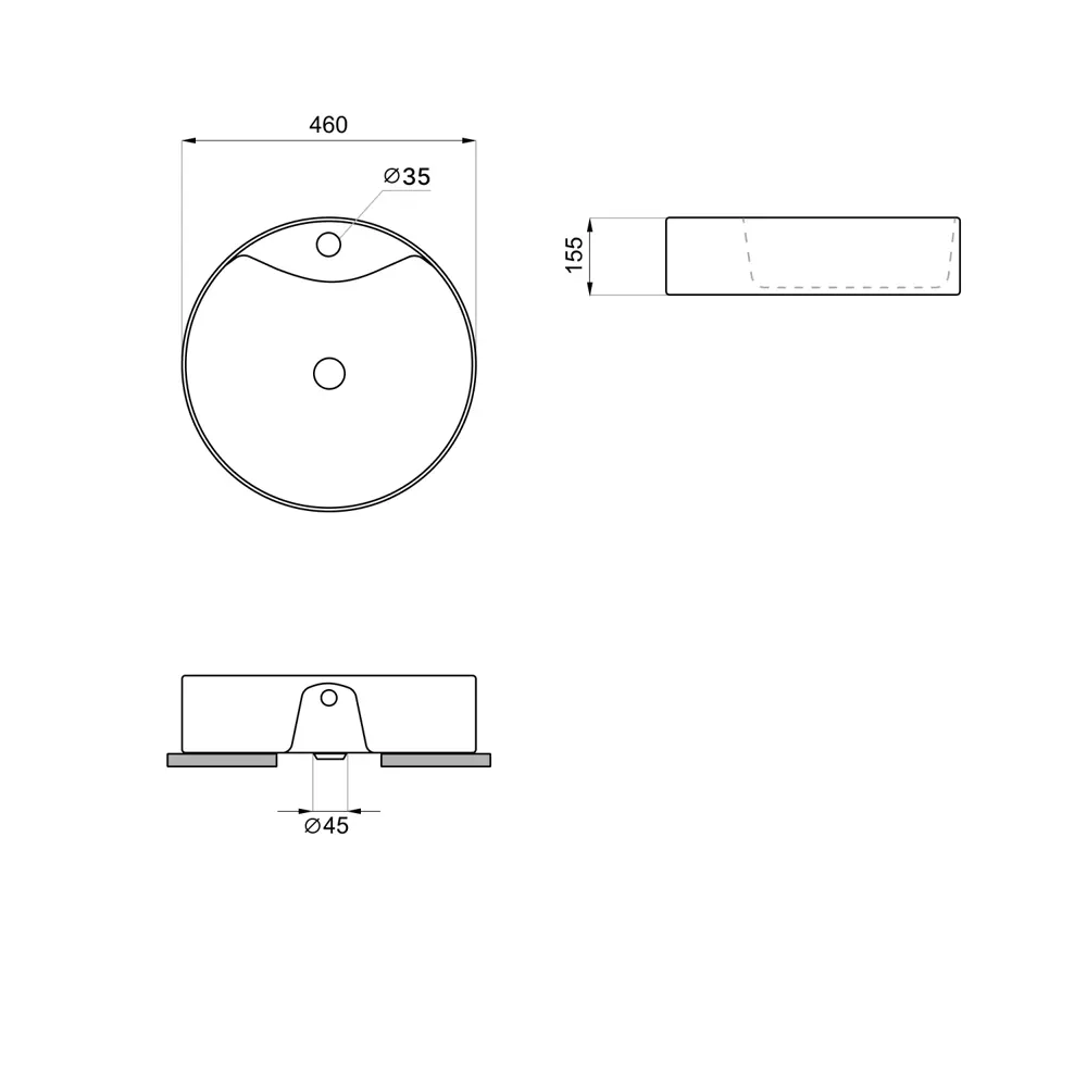 Фото 9 Раковина накладная для ванной Wellsee Praxis 32940700S 46 см цвет матовый черный