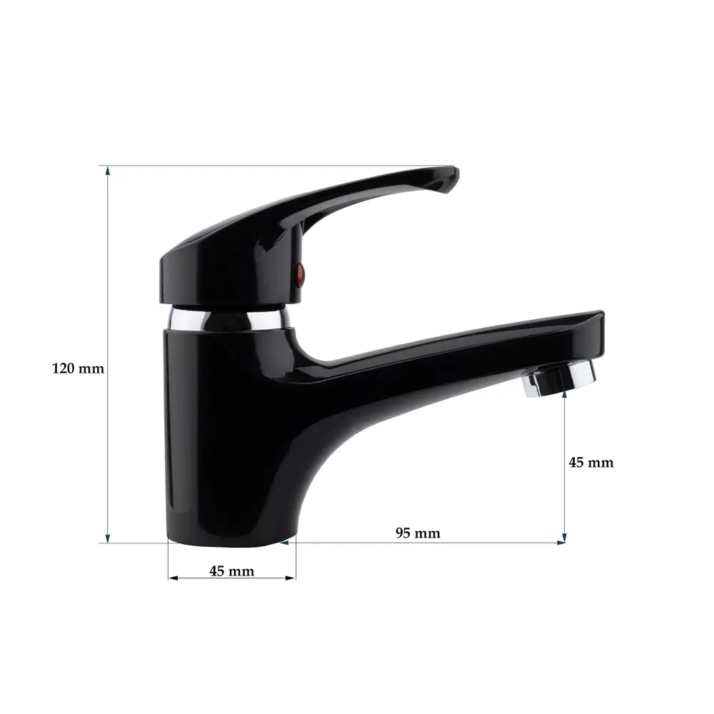 Фото 2 Смеситель для раковины Plamix PM3003 однорычажный цвет черный матовый