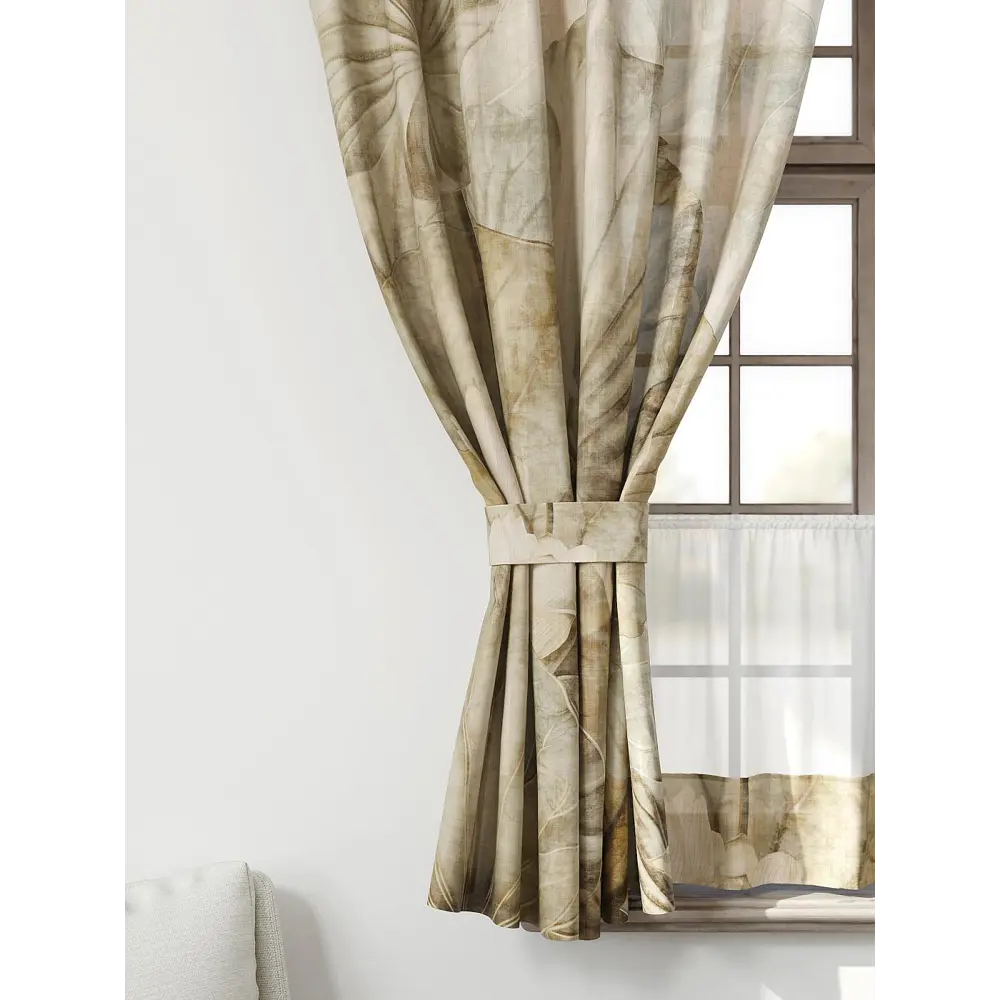 Фото 4 Комплект штор Comfy way CW705102-160 на шторной ленте 160x150 см цвет светло-бежевый, светло-бежевый, слоновая кость Фото 4 Комплект штор Comfy way CW705102-160 на шторной ленте 160x150 см цвет светло-бежевый, светло-бежевый, слоновая кость