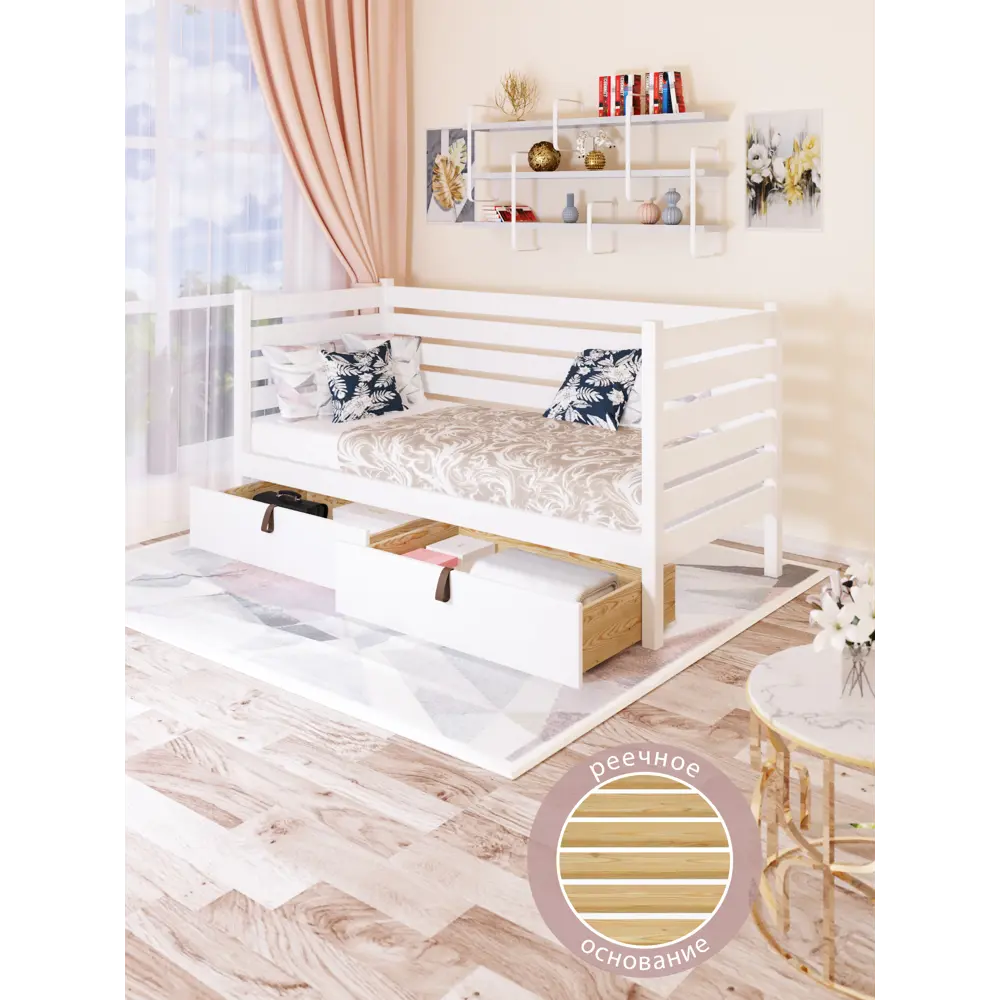 Фото 7 Тахта односпальная Solarius реечное основание и высокие бортики 100x101x190 см сосна цвет белый Фото 7 Тахта односпальная Solarius реечное основание и высокие бортики 100x101x190 см сосна цвет белый