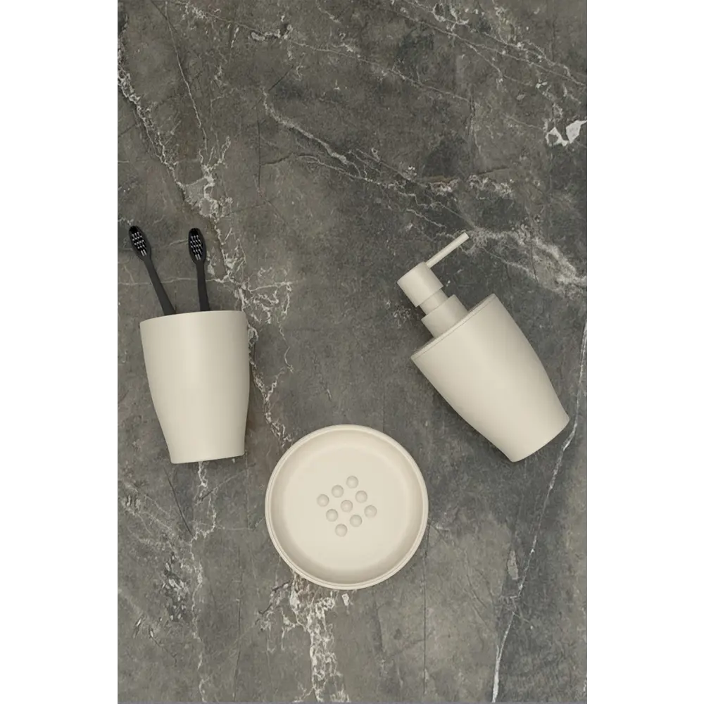 Фото 4 Набор аксессуаров для ванной Pure M-SAS15-09 дозатор, стакан, мыльница бежевый