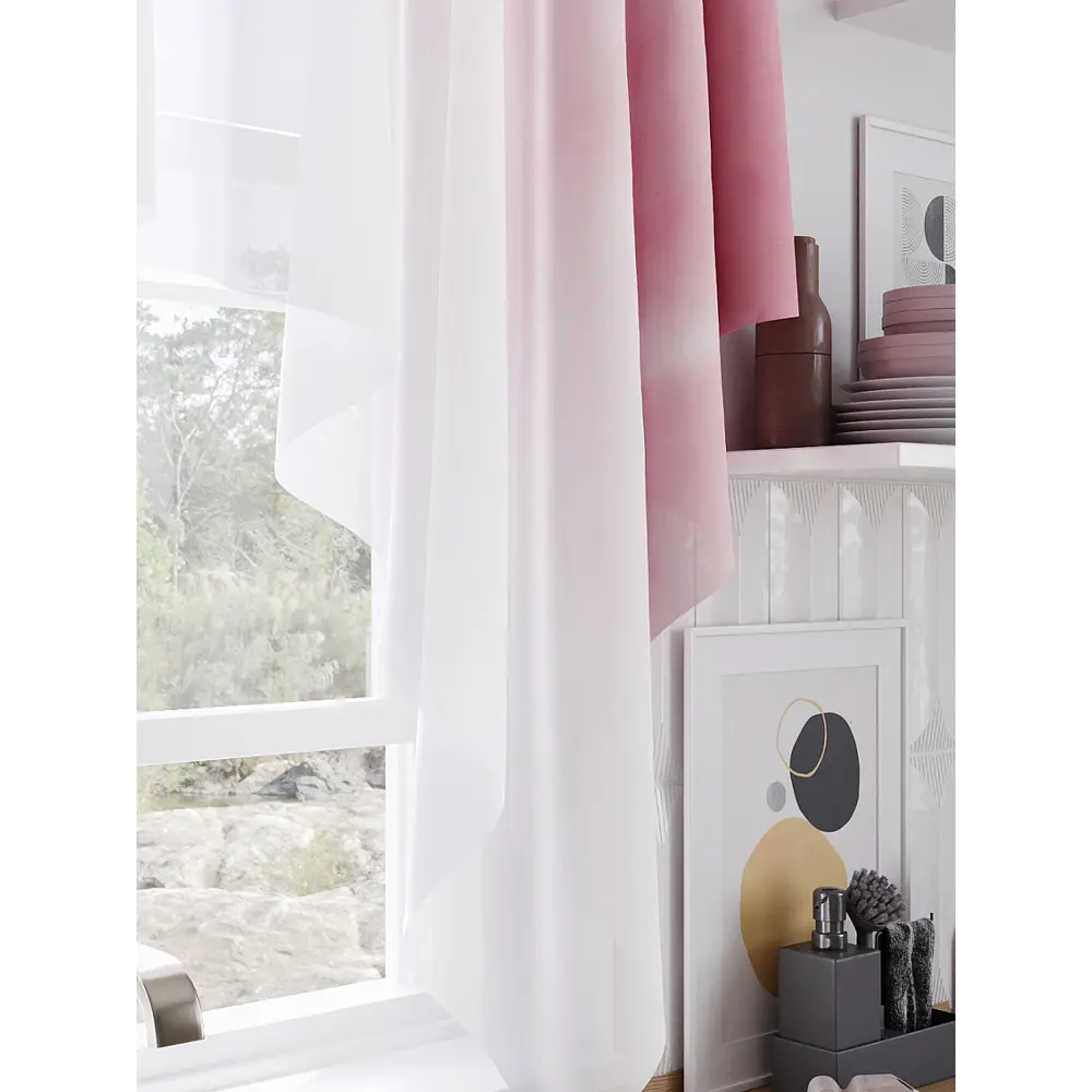 Фото 2 Тюль Helga Базовая коллекция HH534318 на шторной ленте 145x200 см цвет белый, красный, розовый