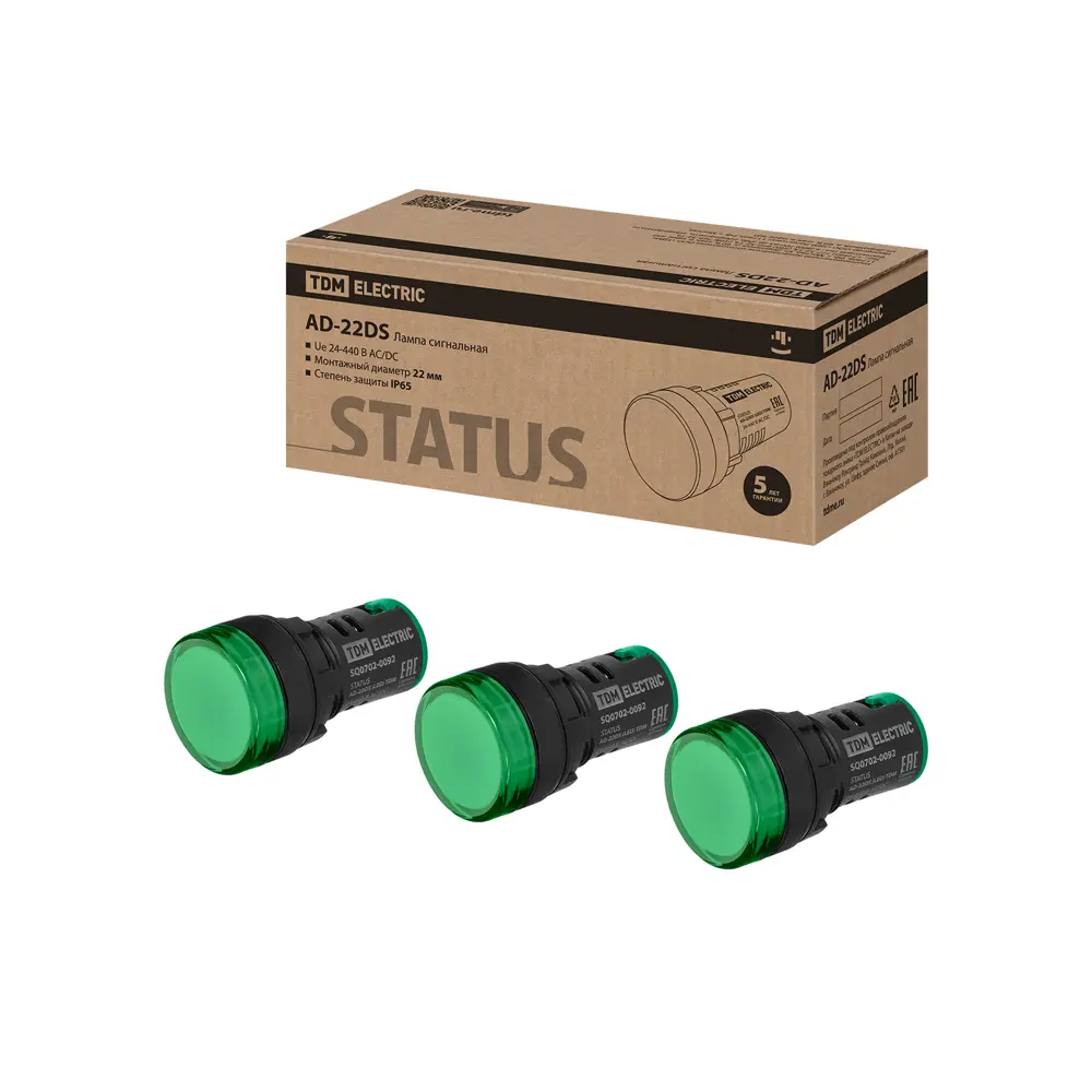 Фото Лампа сигнальная Tdm electric Status AD-22DS D22 мм 24-440 В AC/DC цвет зеленый 10 шт. Фото Лампа сигнальная Tdm electric Status AD-22DS D22 мм 24-440 В AC/DC цвет зеленый 10 шт.
