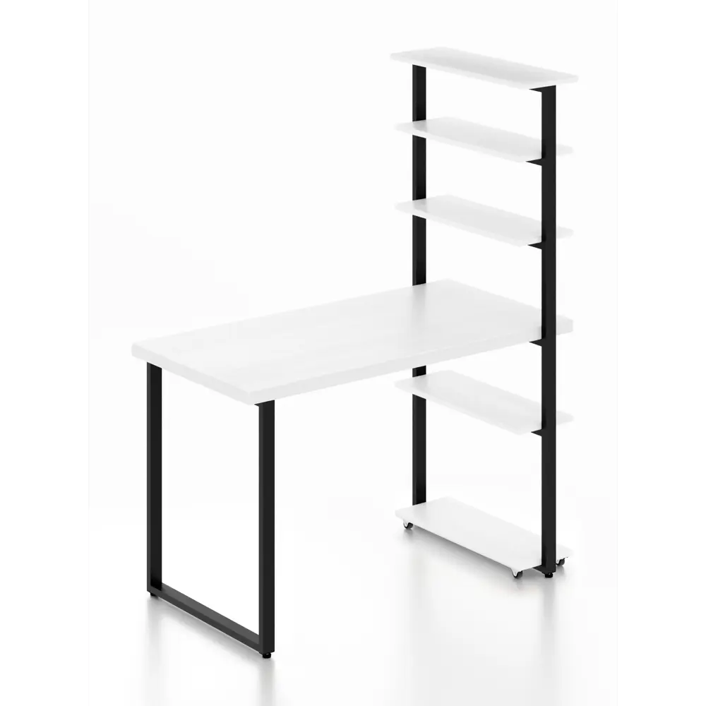 Фото Стол Solarius loft 5 полок столешница 40 мм 80x145x140 см черные металлические ножки сосна цвет белый Фото Стол Solarius loft 5 полок столешница 40 мм 80x145x140 см черные металлические ножки сосна цвет белый