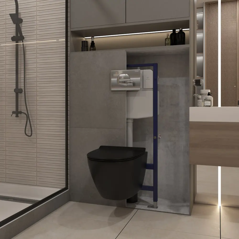 Фото 5 Комплект Teymi F15022 5 в 1 инсталляция с унитазом унитаз подвесной безободковый торнадо черный Lina Pro Vortex Black кнопка хром Фото 5 Комплект Teymi F15022 5 в 1 инсталляция с унитазом унитаз подвесной безободковый торнадо черный Lina Pro Vortex Black кнопка хром