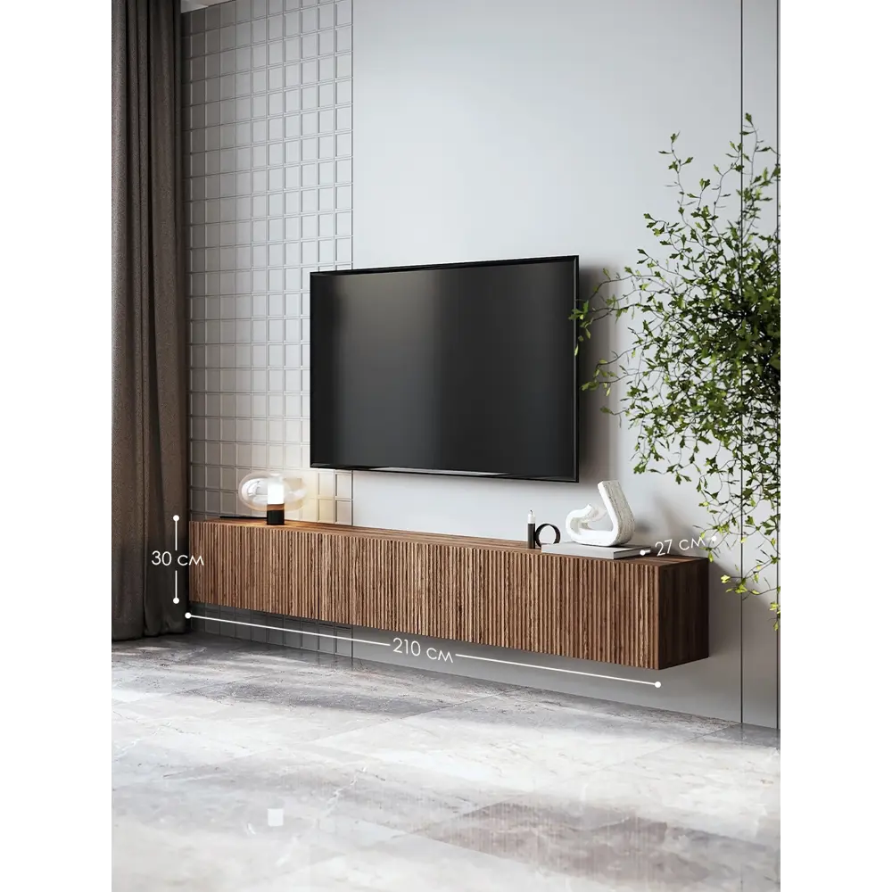 Фото Тумба под телевизор Puzzlemebel Камелия 2100 Коричневый 210x30x27 см лдсп цвет коричневый Фото Тумба под телевизор Puzzlemebel Камелия 2100 Коричневый 210x30x27 см лдсп цвет коричневый
