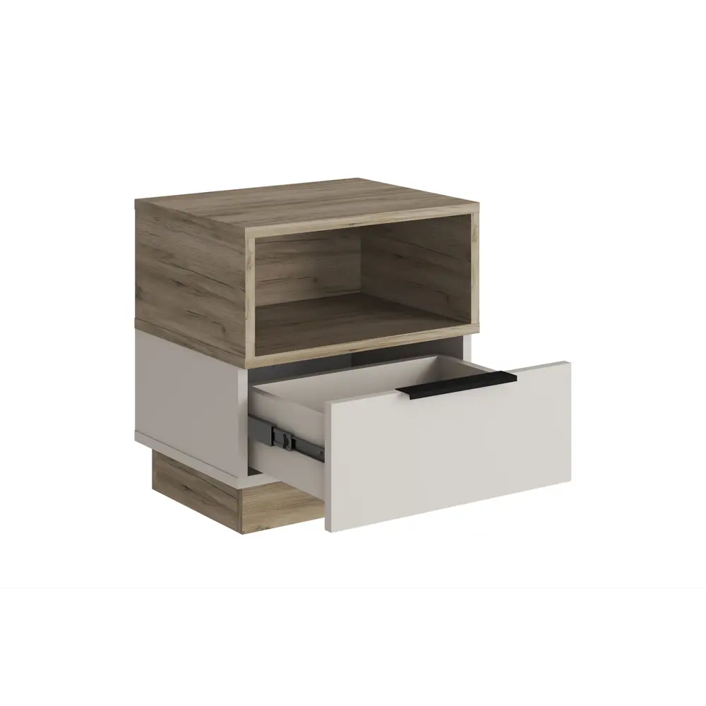 Фото 2 Тумба прикроватная МК Стиль 42.6x45.2x33.3 см 1 ящик ЛДСП цвет дуб крафт серый