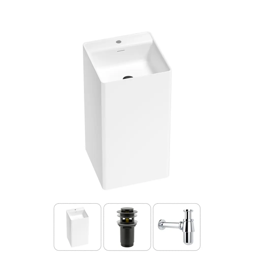 Фото Напольная раковина отдельностоящая Wellsee Pure BY Wellsee 20213271R размер 45x45x85 см, с донным клапаном и сифоном Фото Напольная раковина отдельностоящая Wellsee Pure BY Wellsee 20213271R размер 45x45x85 см, с донным клапаном и сифоном