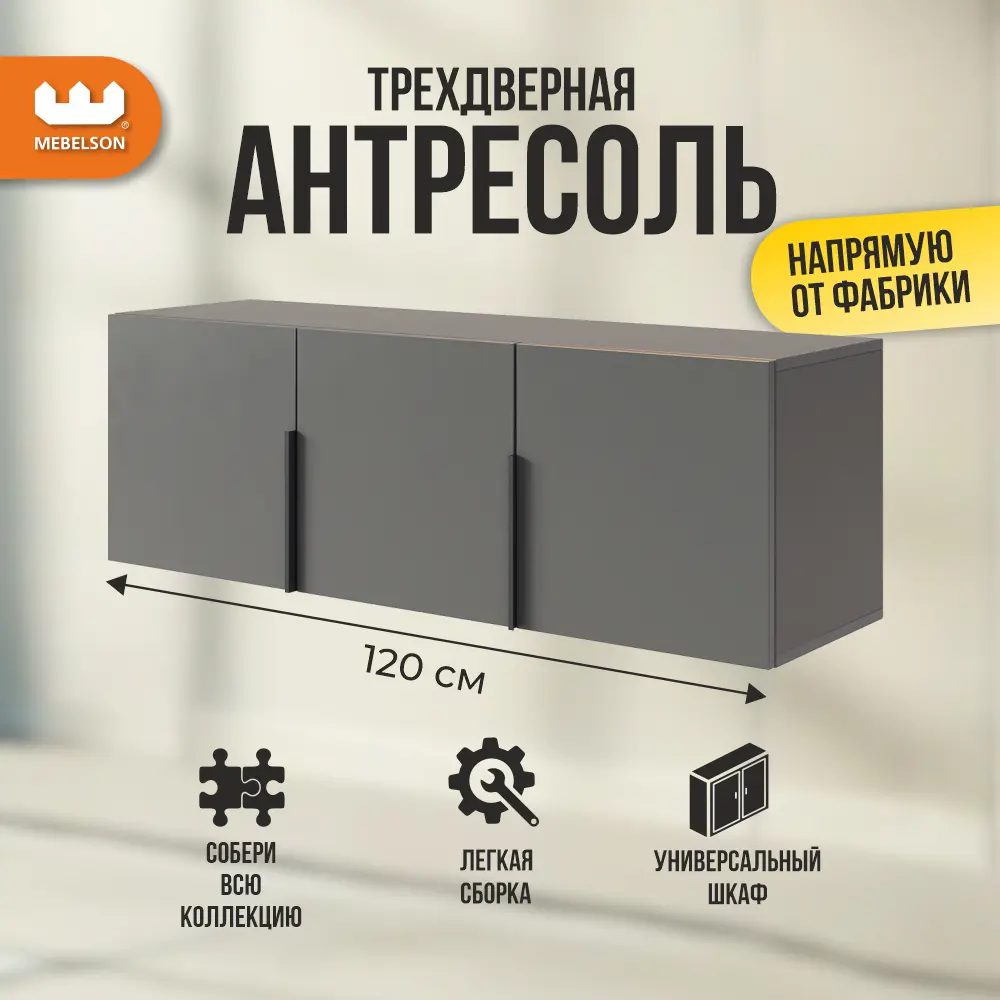 Фото Шкаф распашной Mebelson 120x40x34.9 см ЛДСП цвет графит Фото Шкаф распашной Mebelson 120x40x34.9 см ЛДСП цвет графит