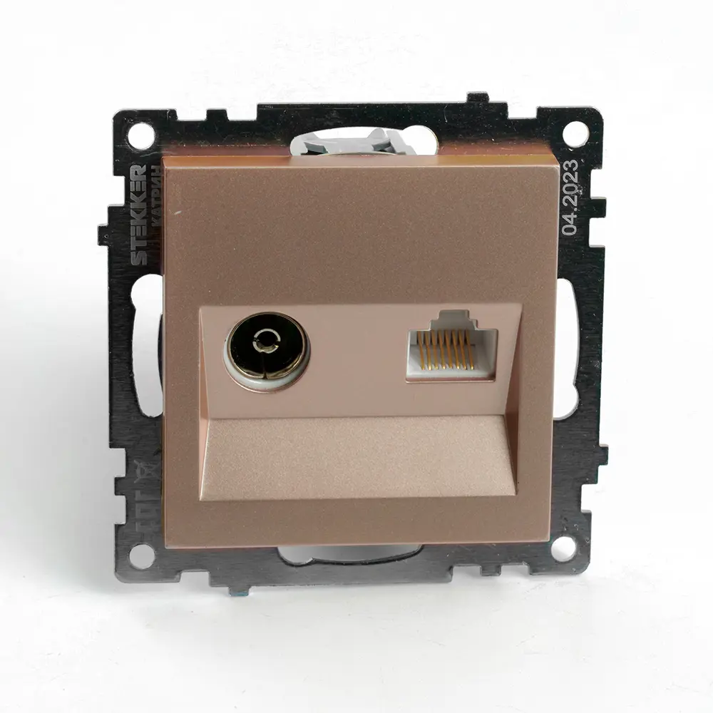 Фото ТВ-розетка встраиваемая Stekker Катрин 49184 цвет шампань Фото ТВ-розетка встраиваемая Stekker Катрин 49184 цвет шампань