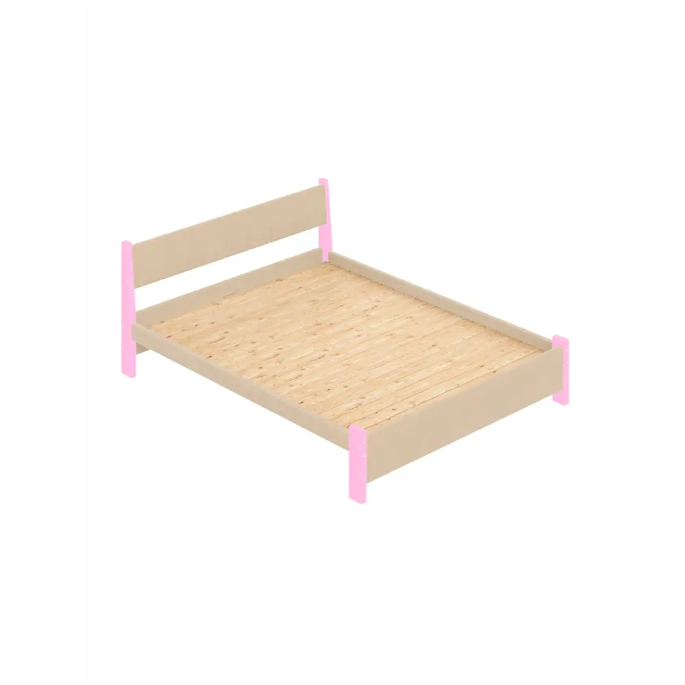 Фото Кровать Solarius Мишка сплошное основание 170x80x210см дерево цвет бежевый/розовый Фото Кровать Solarius Мишка сплошное основание 170x80x210см дерево цвет бежевый/розовый