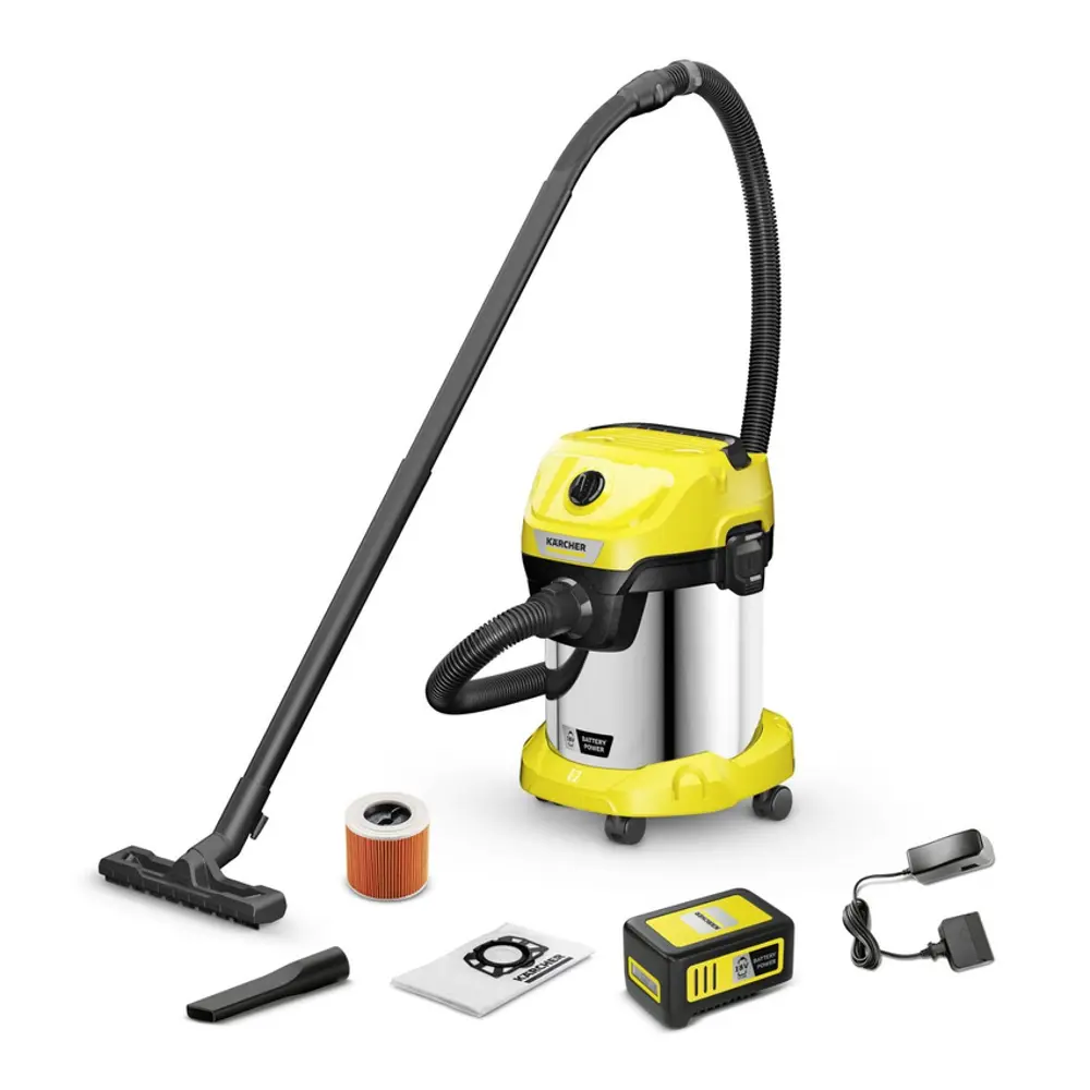 Фото Пылесос Karcher WD 3-18 S Battery Set, 225 Вт, 17 л Фото Пылесос Karcher WD 3-18 S Battery Set, 225 Вт, 17 л