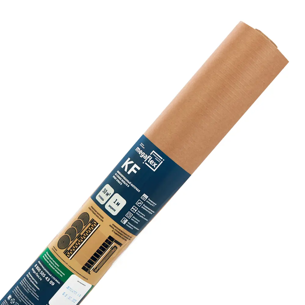 Фото Фольга для бани и сауны Megaflex KF со слоем фольги и крафт-бумаги 1x30м 30м² Фото Фольга для бани и сауны Megaflex KF со слоем фольги и крафт-бумаги 1x30м 30м²