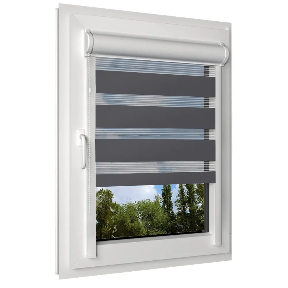 Фото Рулонная штора день/ночь Унистайл LKRZCHER070175, 70x175 см, цвет черный