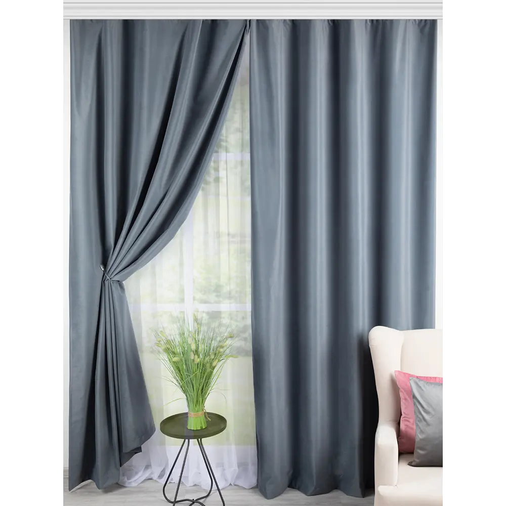 Фото Комплект штор Altali 100% блэкаут 877-1663/10 на шторной ленте 270x400 см цвет серый Фото Комплект штор Altali 100% блэкаут 877-1663/10 на шторной ленте 270x400 см цвет серый