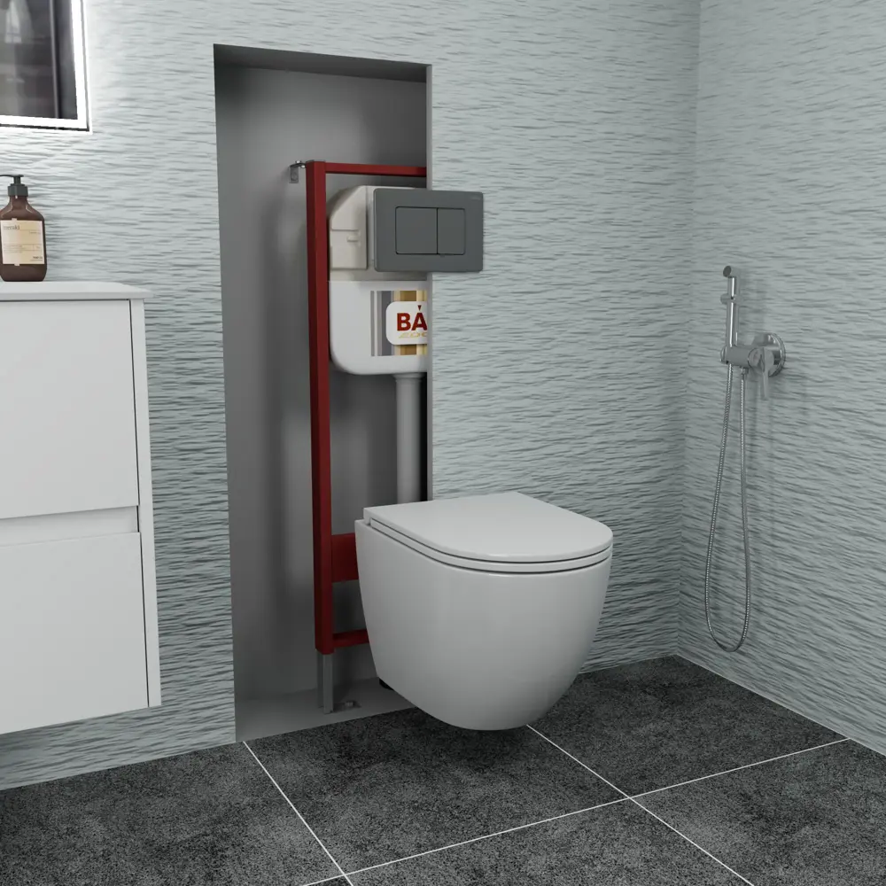 Фото Комплект BAUEDGE NEO45700-BL0002-PRO-Q00017 6 в 1: инсталляция, унитаз безободковый Dream 53, сиденье быстросъемное микролифт, кнопка Stil Gun Grey Фото Комплект BAUEDGE NEO45700-BL0002-PRO-Q00017 6 в 1: инсталляция, унитаз безободковый Dream 53, сиденье быстросъемное микролифт, кнопка Stil Gun Grey