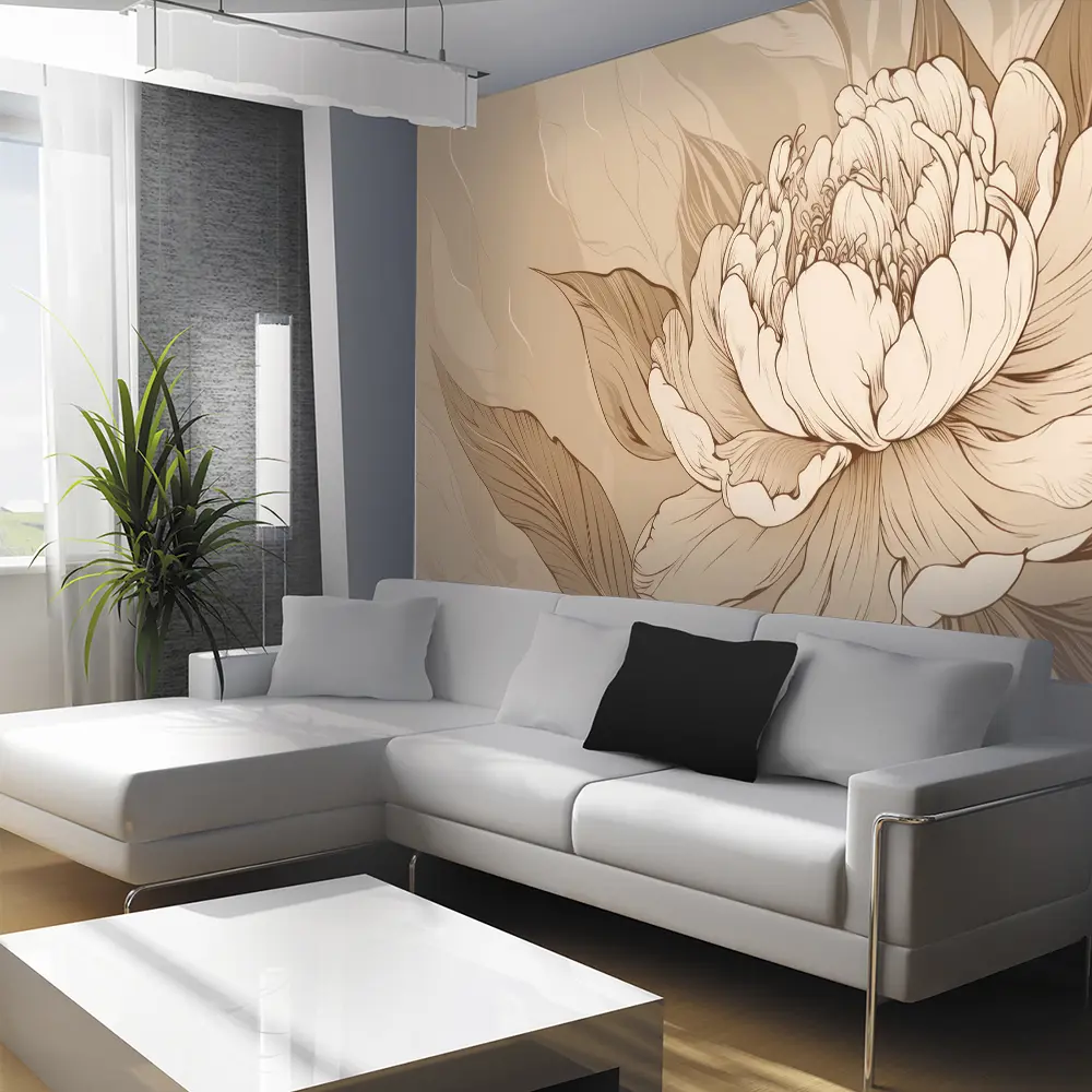 Фото 5 Фотообои флизелиновые Urban Style Пион бежево-коричневый UST7828, 300x200 см Фото 5 Фотообои флизелиновые Urban Style Пион бежево-коричневый UST7828, 300x200 см