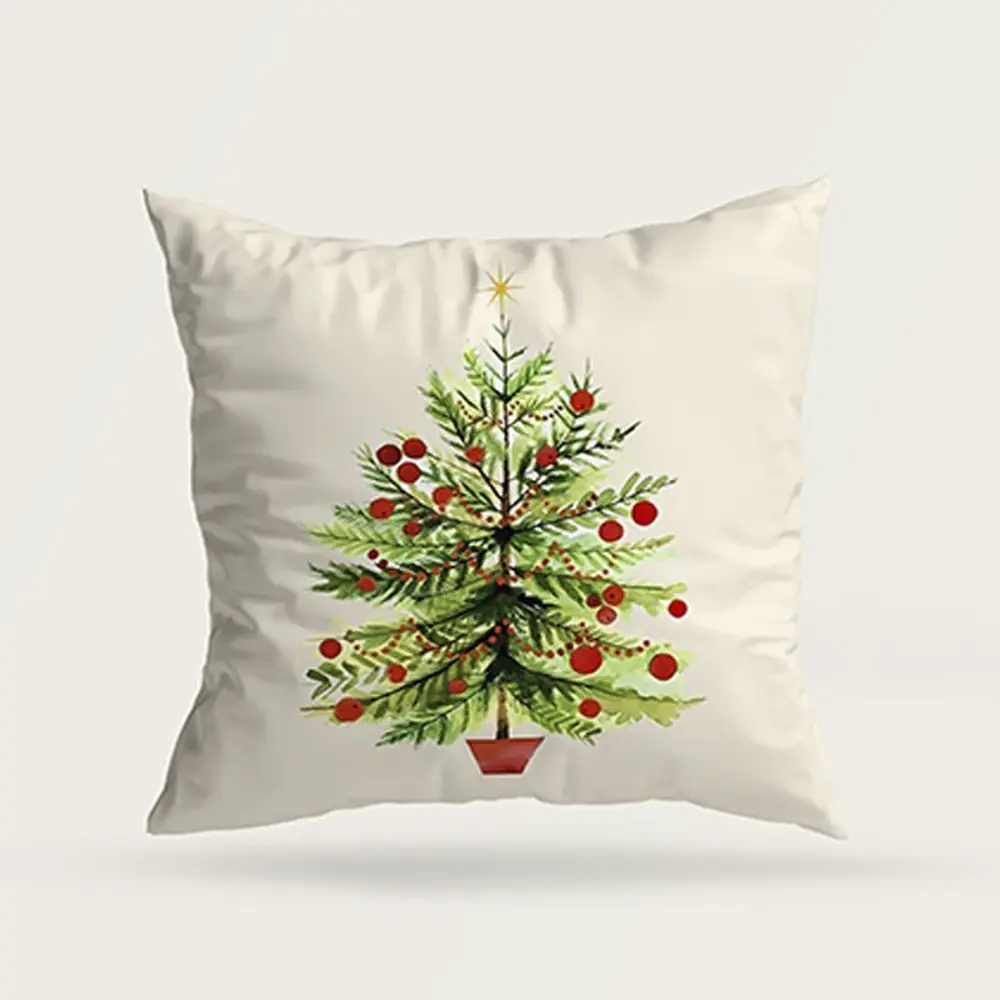 Фото Подушка декоративная Zaberite Елка с красными шариками 1446, 40x40 см Фото Подушка декоративная Zaberite Елка с красными шариками 1446, 40x40 см