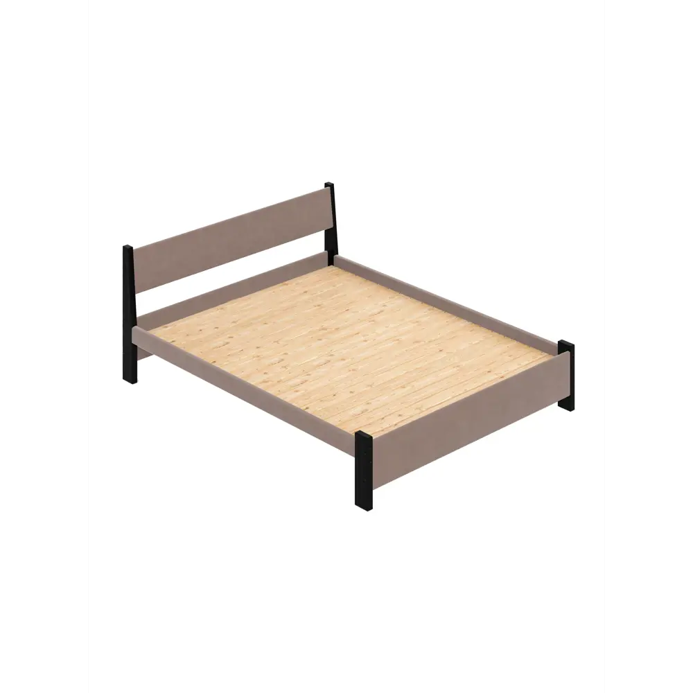 Фото Кровать Solarius Мишка сплошное основание 150 x 80 x 210 см дерево цвет мокко мусс;черный оникс