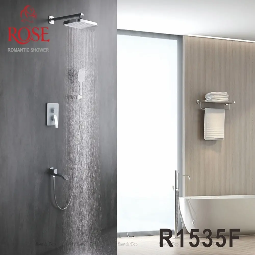 Фото Душевая стойка Rose R95 R1535F 3 режимная цвет хром/белый