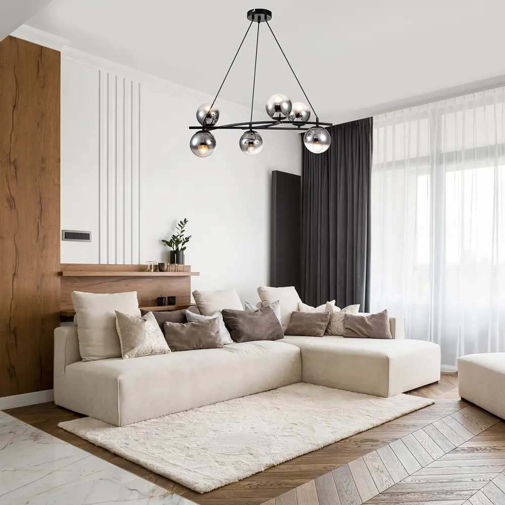 Фото 4 Светильник подвесной Escada Balance Esc_1119_6s_black 6 ламп 12 м² цвет серый/серебристый Фото 4 Светильник подвесной Escada Balance Esc_1119_6s_black 6 ламп 12 м² цвет серый/серебристый